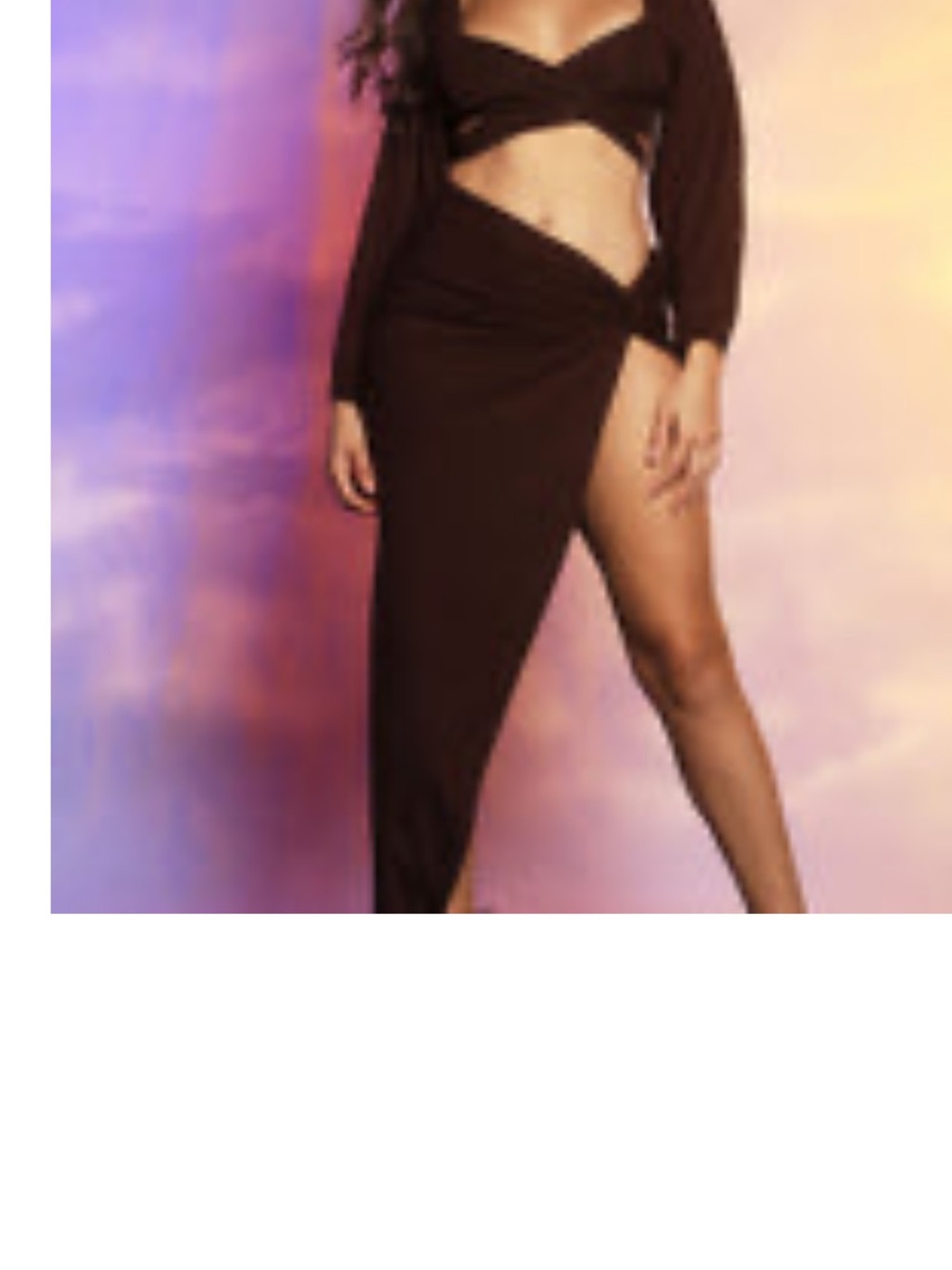 Fashion Nova x Meg Thee Stallion Brown Wrap Maxi Skirt Set